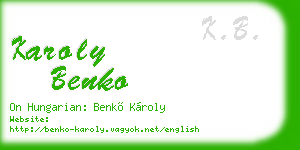 karoly benko business card